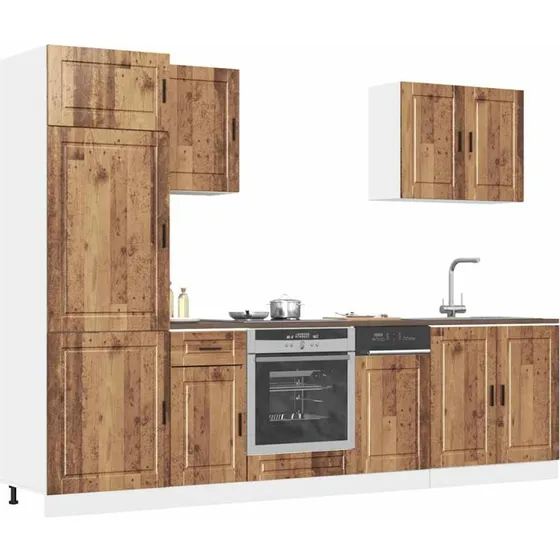 vidaXL 7-delt kkkenskabsst Porto, gammelt tr