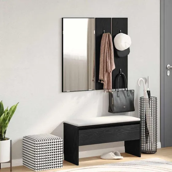 vidaXL Entrémøbelsæt 4 dele Sort eg 80 x 30,5 x 40 cm