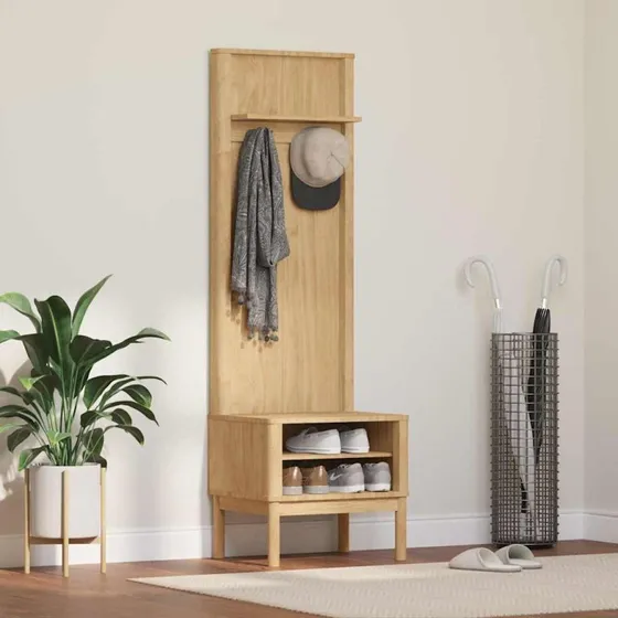 vidaXL Gangskab FLORO, massivt fyrretræ voks brun 50×40×158 cm