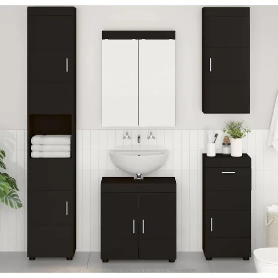 vidaXL Badeværelsesvægskab TULUM Sort 37x24,5x86 cm