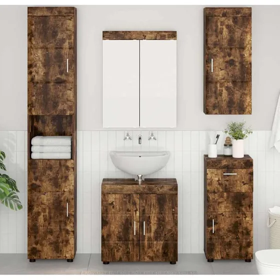 vidaXL Badeværelsesvægskab TULUM, røget eg 37x24,5x86 cm