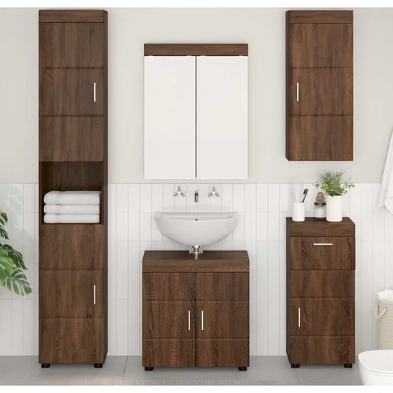 vidaXL Badeværelsesvægskab TULUM Brun eg 37x24,5x86 cm
