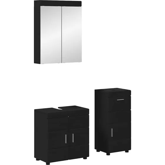 vidaXL TULUM badevrelsesst sort med skuffe (konstrueret tr)