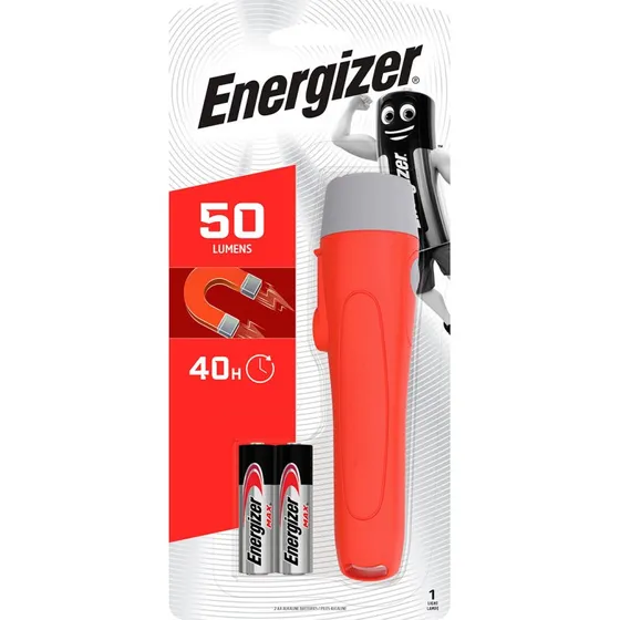 Energizer Magnetisk LED-lommelygte 2xAA, rd, 50 lm