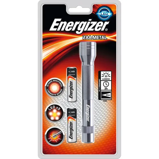 Energizer Metal LED-lommelygte 2AA  60 lm, rkkevidde 30 m