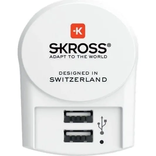 SKROSS Euro USB-adapter 2x USB-A, 20W, hvid