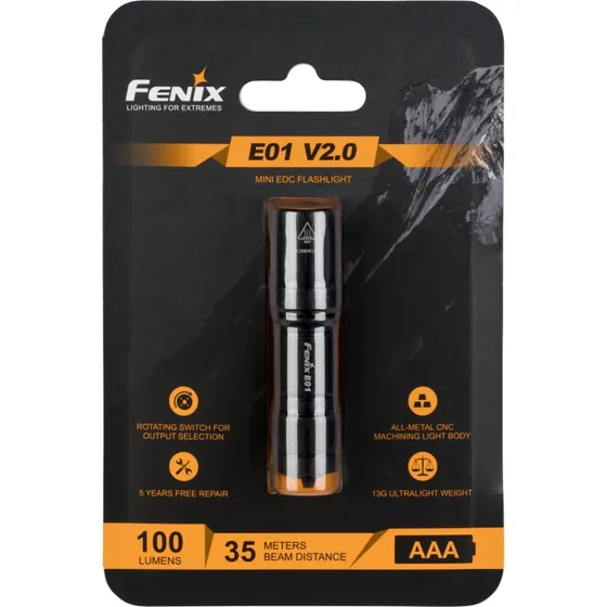 Fenix E01 V2.0 100 lm lommelygte  sort
