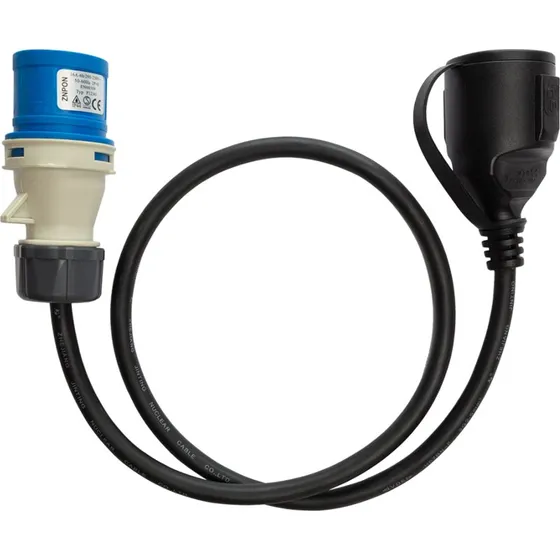 Deltaco CEESchuko adapterkabel 1fas 16A 1 m, sort