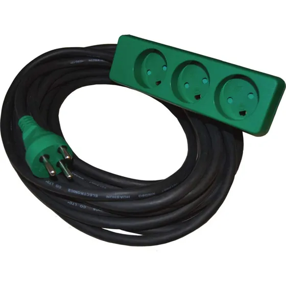 BLUE ELECTRIC kabelsæt med jord 10 m, 3 stikdåser