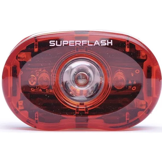 Smart Superflash baglygte (rød LED) – inkl. batterier
