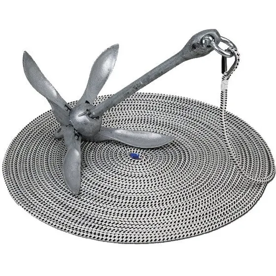 Ankersæt sammenklappeligt galvaniseret 6 kg med 30 m line