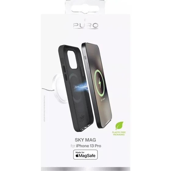 Puro SKY MAG Leather Look Cover til iPhone 13 Pro, sort