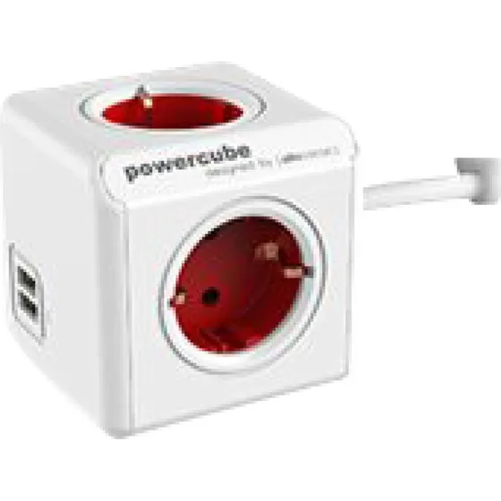 PowerCube GT-681 strmskinne 6 udgange (USB) 1,5 m - Boston Red