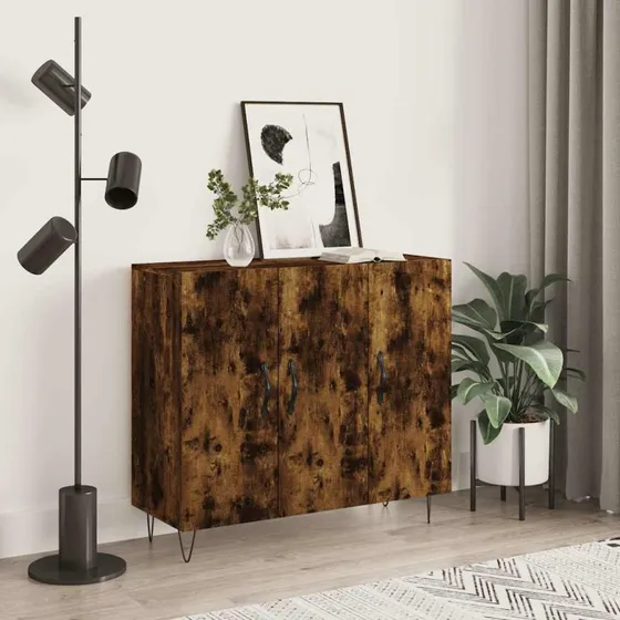 vidaXL skab 90x34x80 cm, konstrueret træ – røget eg