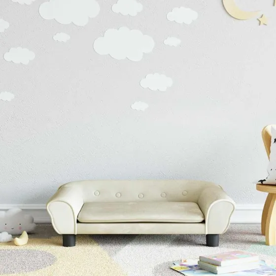 vidaXL børnesofa 70x45x26 cm i creme velour