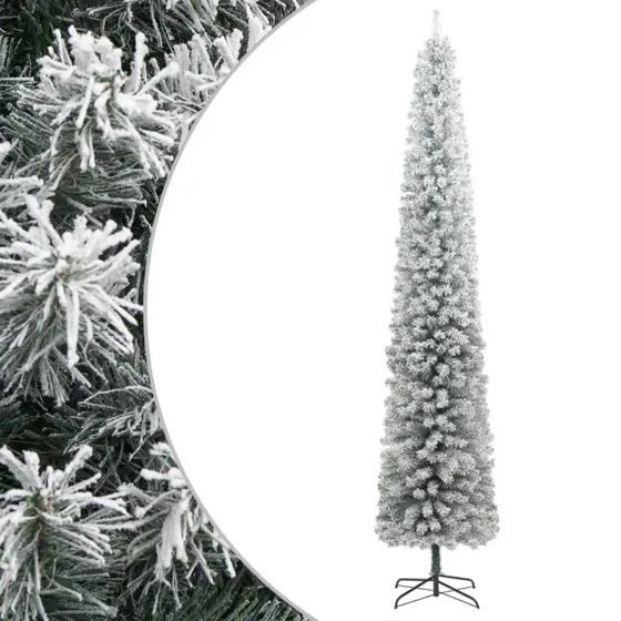 vidaXL smalt juletræ 270 cm med sne og metalfod PVC