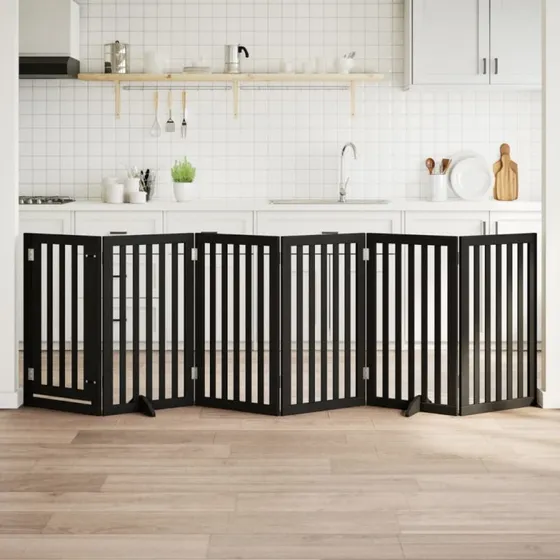 vidaXL Hundelge med dr 6 panel 300 cm foldbar, sort