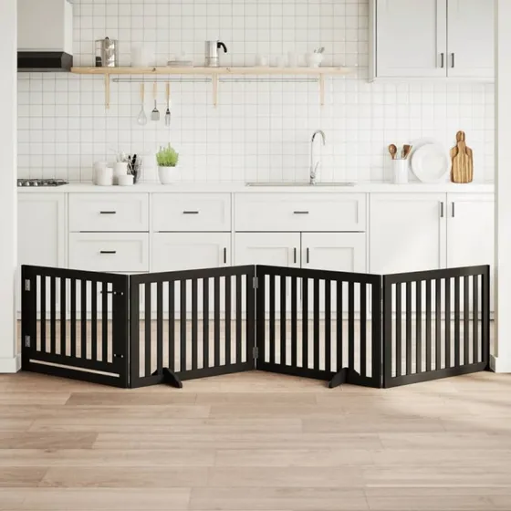 vidaXL hundelge 4-panel m. dr 300 cm, foldbar, sort