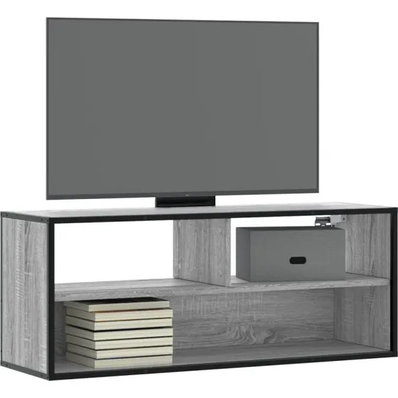 vidaXL TV-bord 100x31x39,5 cm, grå Sonoma-eg/metal