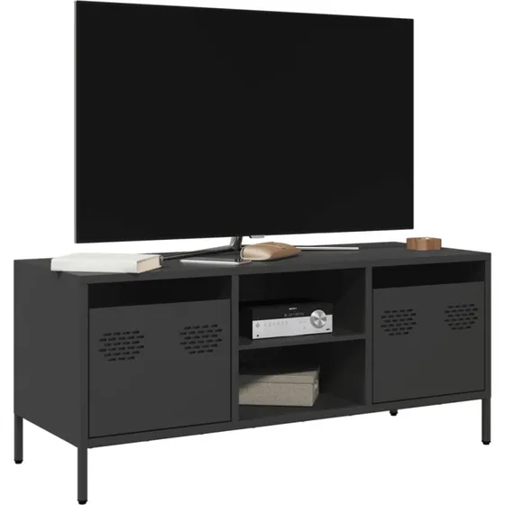 vidaXL TV-bord 101,5x39x43,5 cm koldvalset stål - Sort