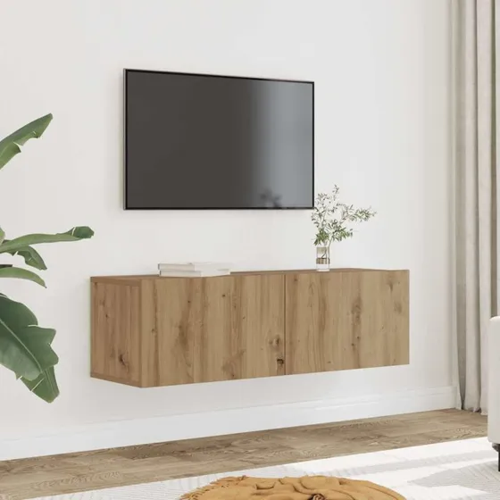 vidaXL væghængte tv-borde 2 stk. 100x30x30 cm egetræsfarve