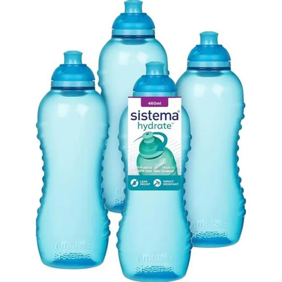 Sistema Twist 'n' Sip 460 ml klemmedunk 4-pak – blå