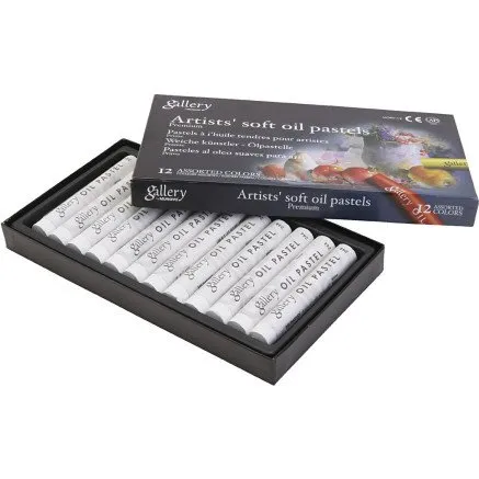Gallery Oliepastel 11 mm, 12 stk., hvid (7 cm)