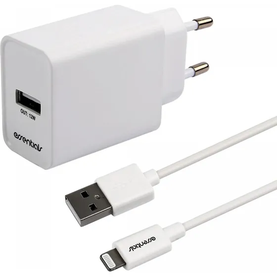 Essentials 12W USB-A oplader med 1 m Lightning-kabel (MFi)