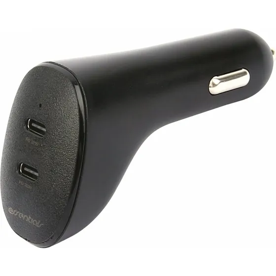 Essentials Biloplader 20W, 2x USBC PD, Sort