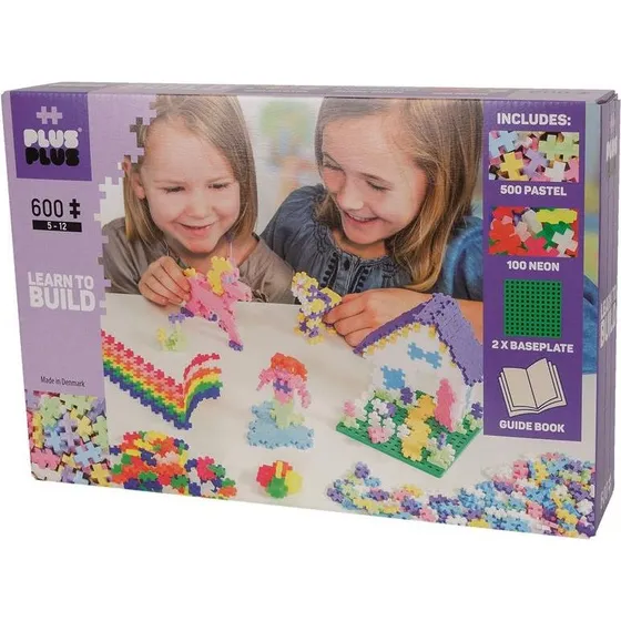 Plus-Plus Lær at bygge sæt, Pastel/Neon 600 dele
