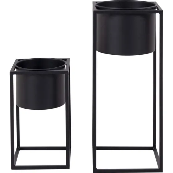 HOUSE NORDIC Marla blomsterstandere sæt, sort stål (2 stk)