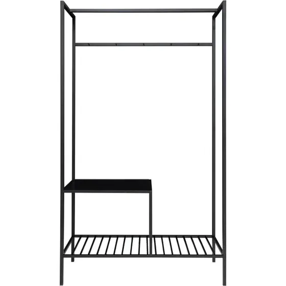 HOUSE NORDIC Vita garderobe sort ramme med 2 hylder 3604070