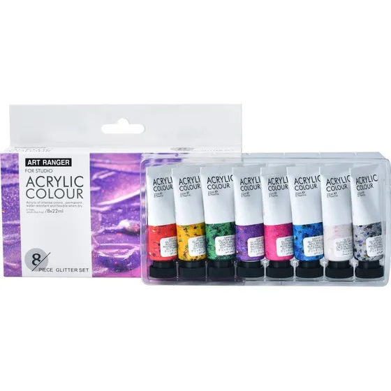 Art Ranger Akrylmaling 8 x 22 ml  Glitter (8 farver)