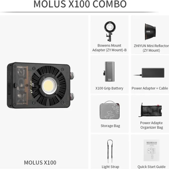 Zhiyun Molus X100 COB 100W LED, 27006500K, genopladelig