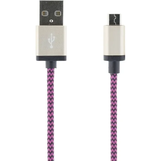 STREETZ stofbekldt USB AMicro B kabel 1 m, lilla