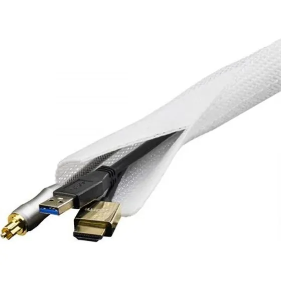 Deltaco kabelsorteringsstrmpe 3 m, nylon, hvid