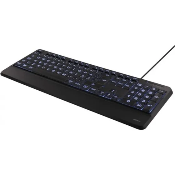 Deltaco Tastatur XL USB med bl LED, sort