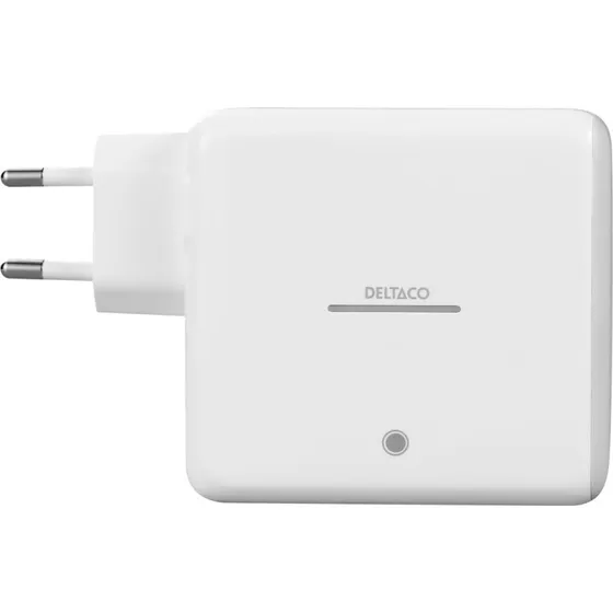 Deltaco 9600 mAh USB-C vgoplader med powerbank, GaN, hvid