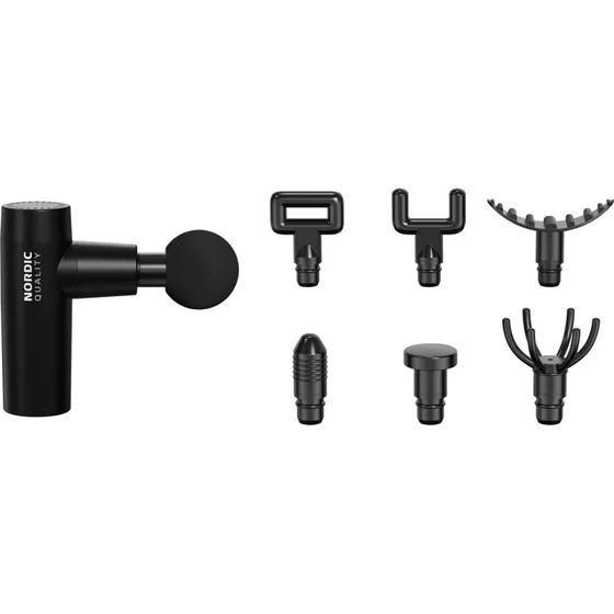 Nordic Quality Mini Massagepistol 7662012, sort (6 hoveder)