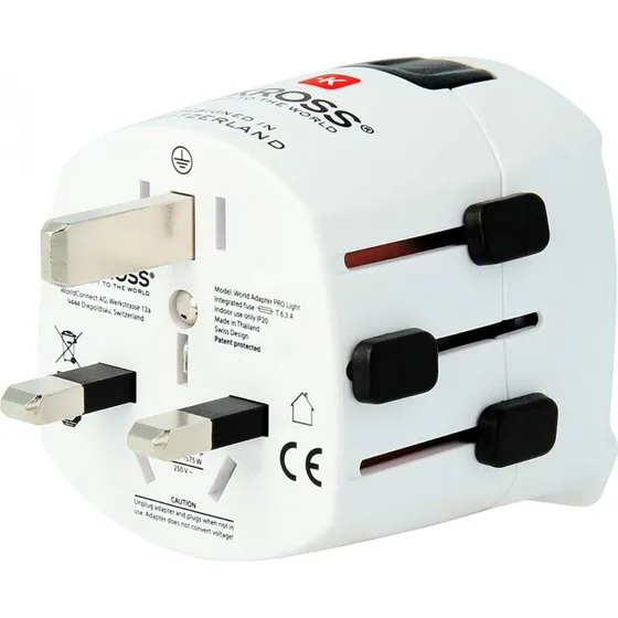 SKross PRO Light rejseadapter (kompakt 3-polet, EU Schuko/Euro)