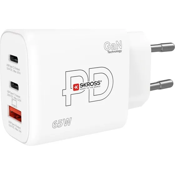 SKROSS Power Charger EU 65W GaN Hvid