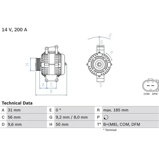 BOSCH Generator 0 986 048 550 – passer til Mercedes‑Benz