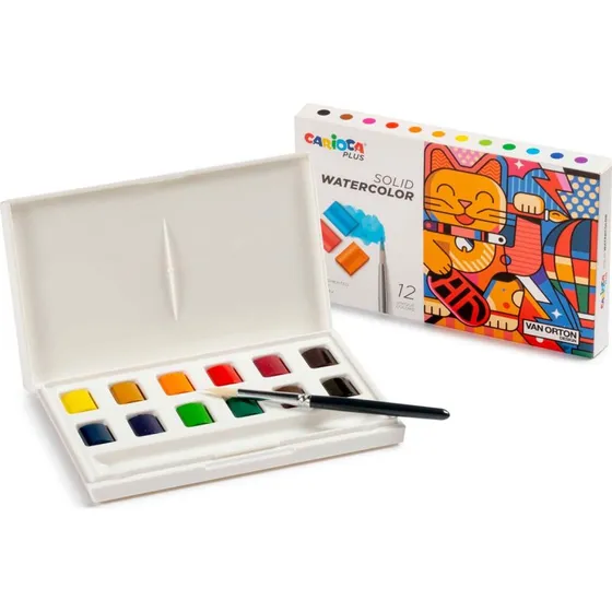 Carioca Plus vandfarver st  12 farver med pensel