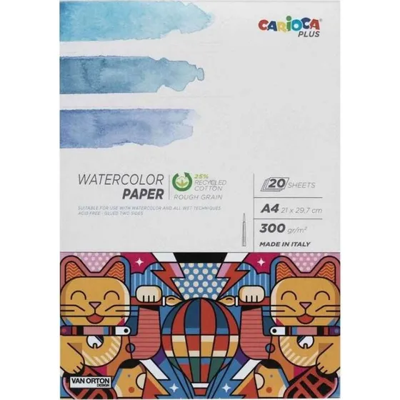 CARIOCA Plus Akvarelblok A4 300 g/m  20 ark