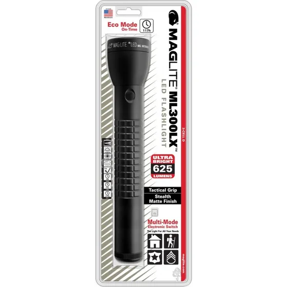 Maglite ML300LX lommelygte med 3 x D-batterier (blister)