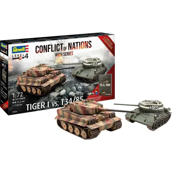 Revell Conflict of Nations WWII sæt - T-34/85 & Tiger I, 1:72