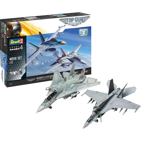 Revell 1:72 Top Gun 2 Gavesæt – F-14D & F/A-18E med maling og lim
