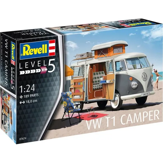 Revell VW T1 Camper 1:24 byggest (18 cm, 189 dele, Level 5)