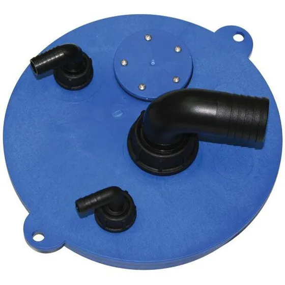 Inspektionsdæksel til vandtank, blå Ø235 mm med studs