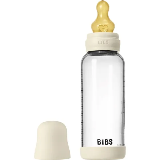 BIBS Sutteflaske i glas 240 ml Latex - Baby Blue